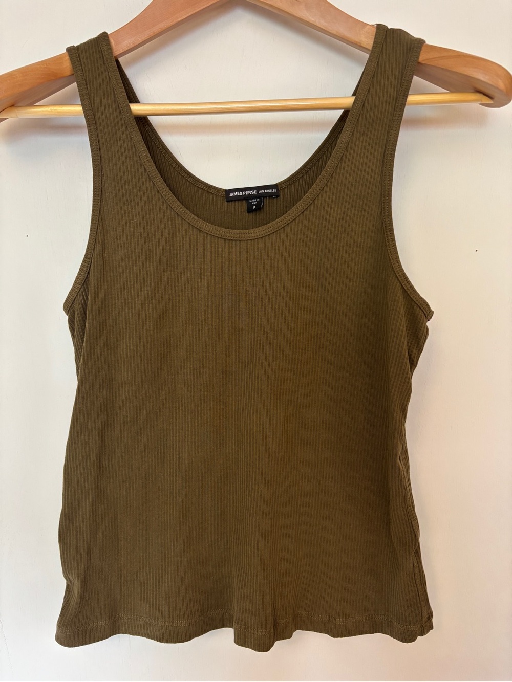 James Perse Womens Tank Size 0 Y2K Crop Green Ribbed Elevated Basic Boho Chic